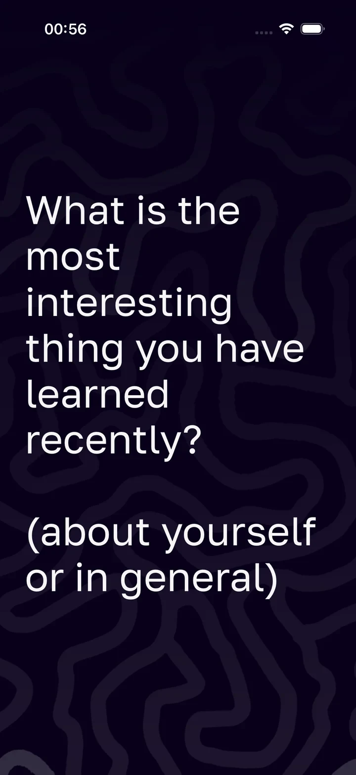 A question displayed in the WhoCards mobile app